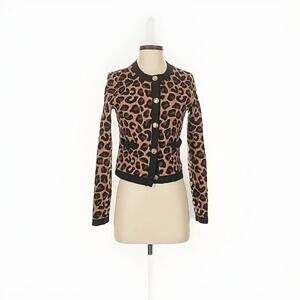 Major Label Group Brown Black Leopard Print Button Up Cardigan Sz‎ XL Preppy